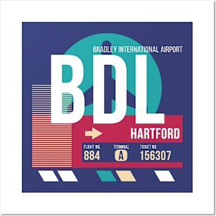 Hartford, Connecticut (BDL) Airport Code Baggage Tag Posters and Art